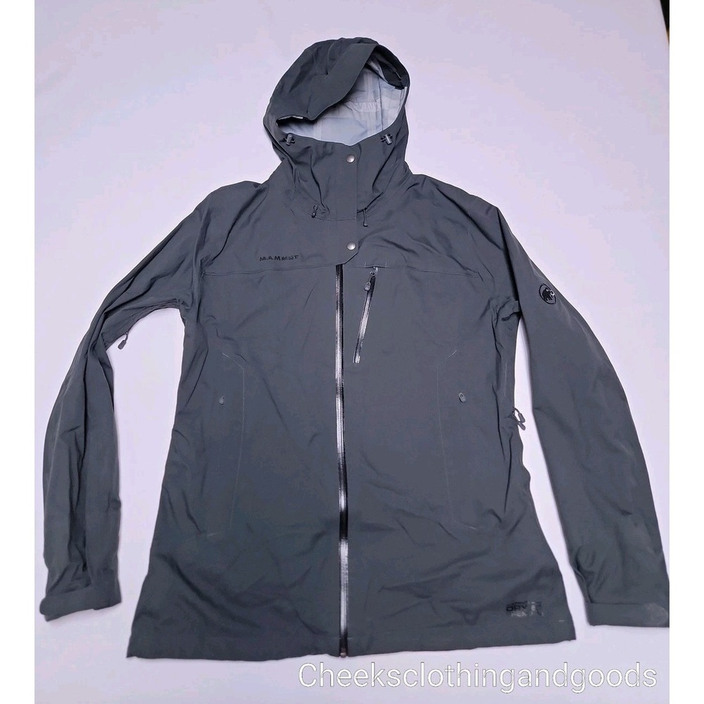 Mammut DryTech Premium Hooded Gray Waterproof Jacket Hooded Women's XL - Picture 2 of 12